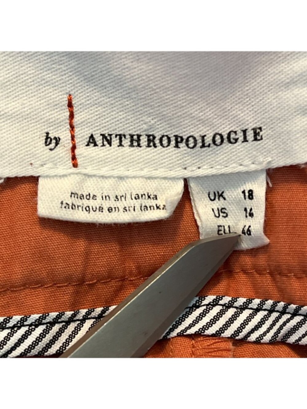 by Anthropologie Cropped Wide-Leg Trousers Culottes size 14 pleated Orange - Picture 5 of 10